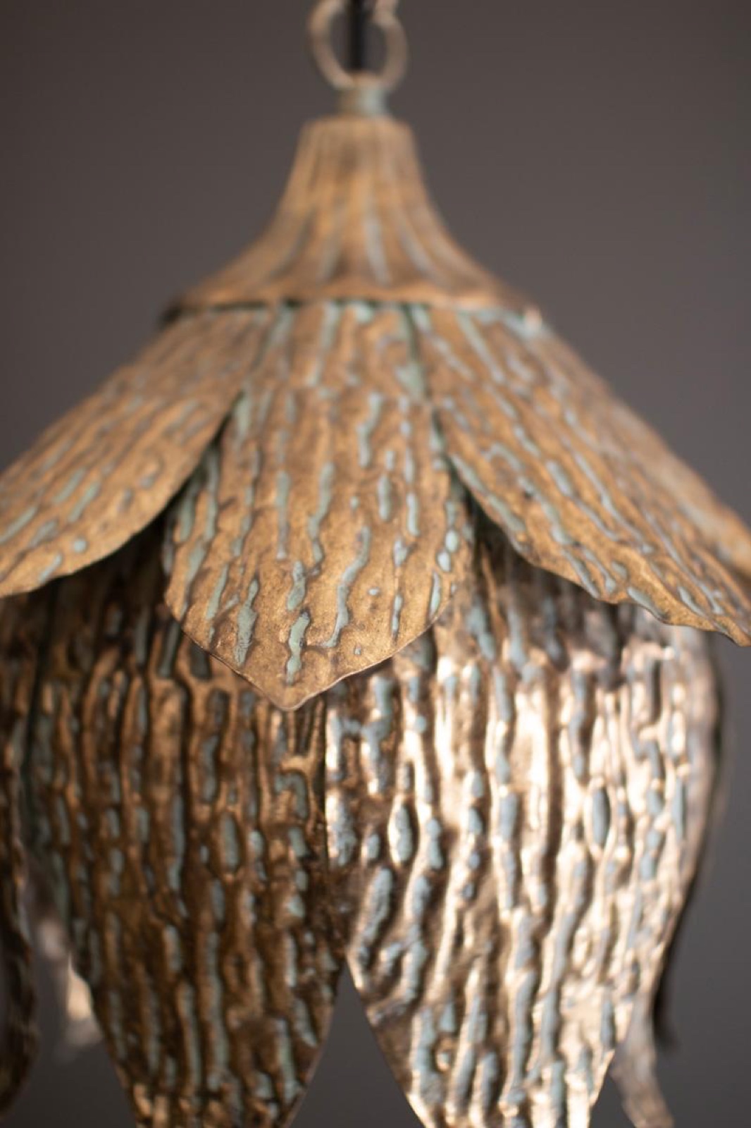 Antique Brass Tulip Pendant Light