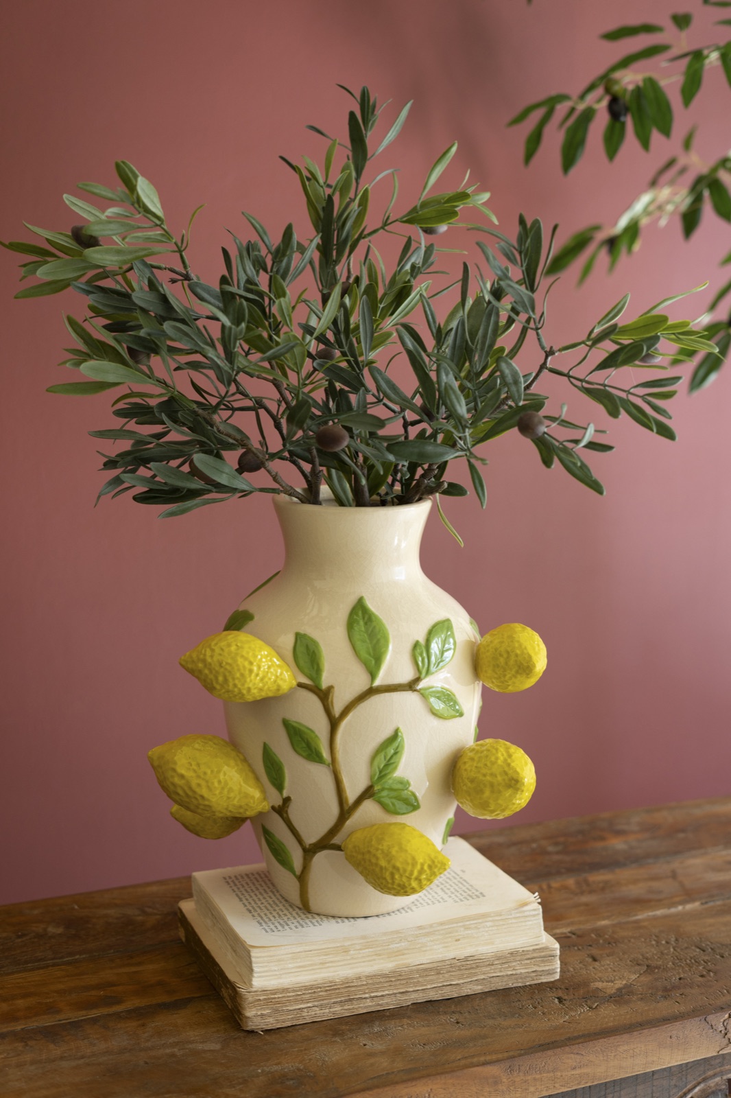 Large Ceramic Lemons Vase
