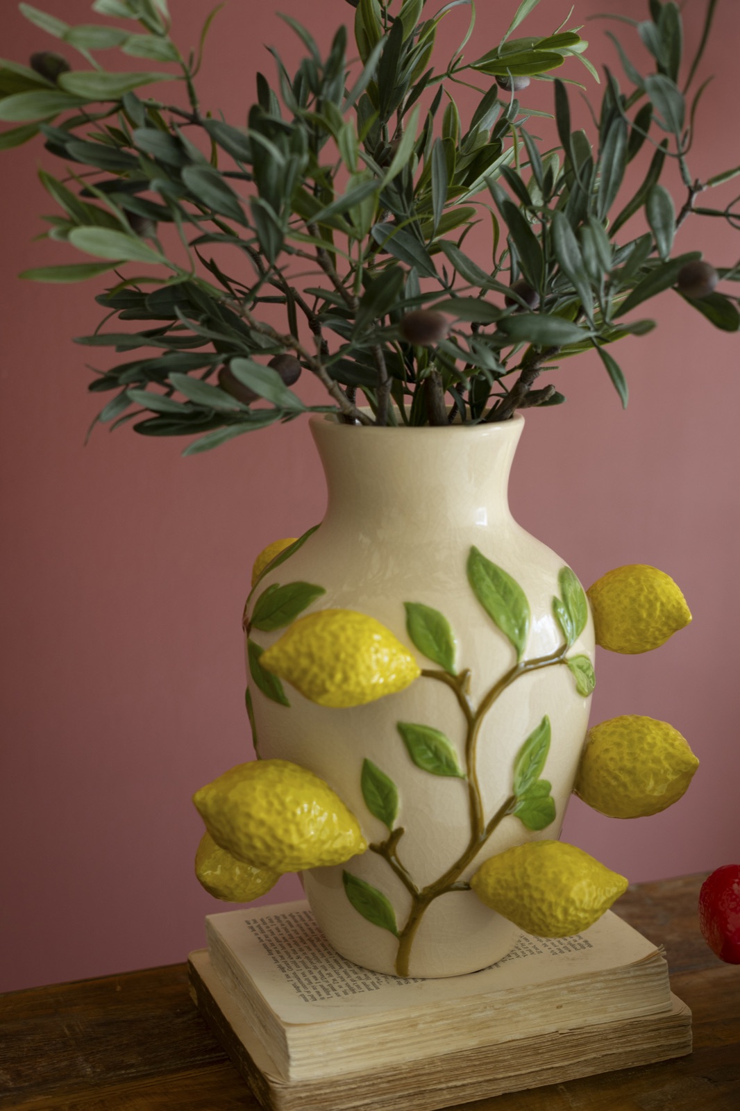 Large Ceramic Lemons Vase