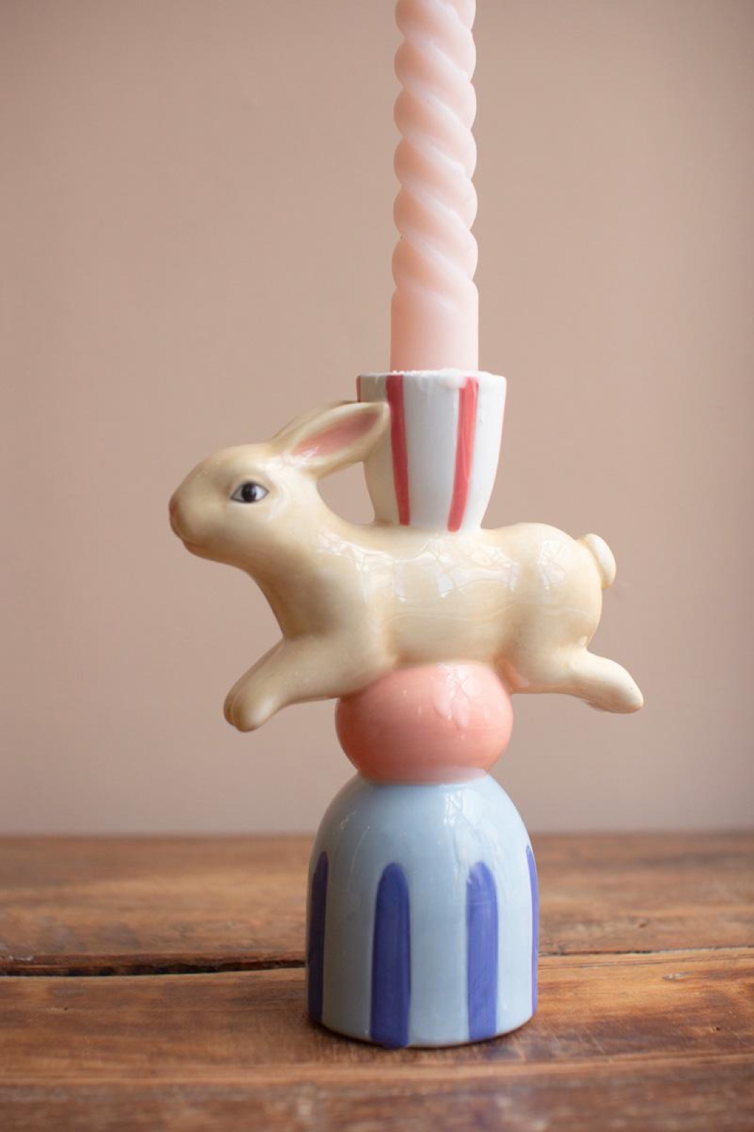 Set of Three Ceramic Easter Bunny Taper Candle Holders