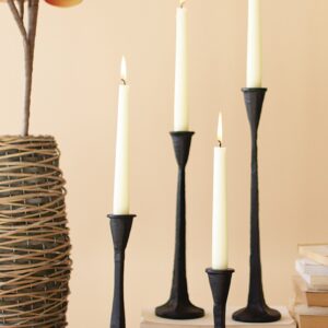 Set of Four Cast Iron Taper Candle Holders
