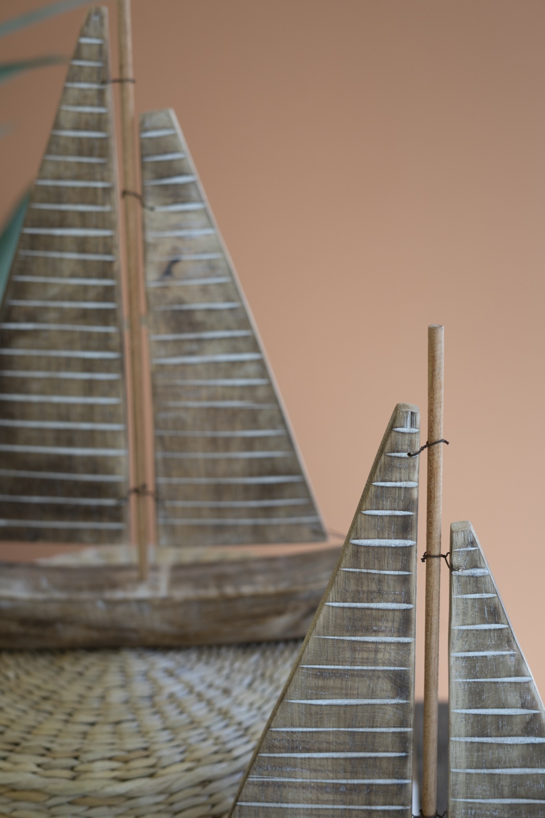 Set of Two Rustic Recycled Wood Sail Boats