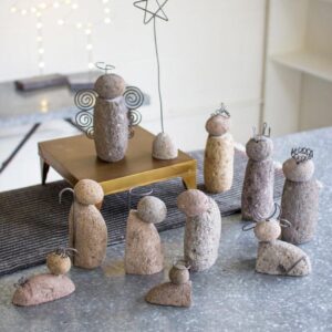 Set of Twelve River Rock Nativity Scene