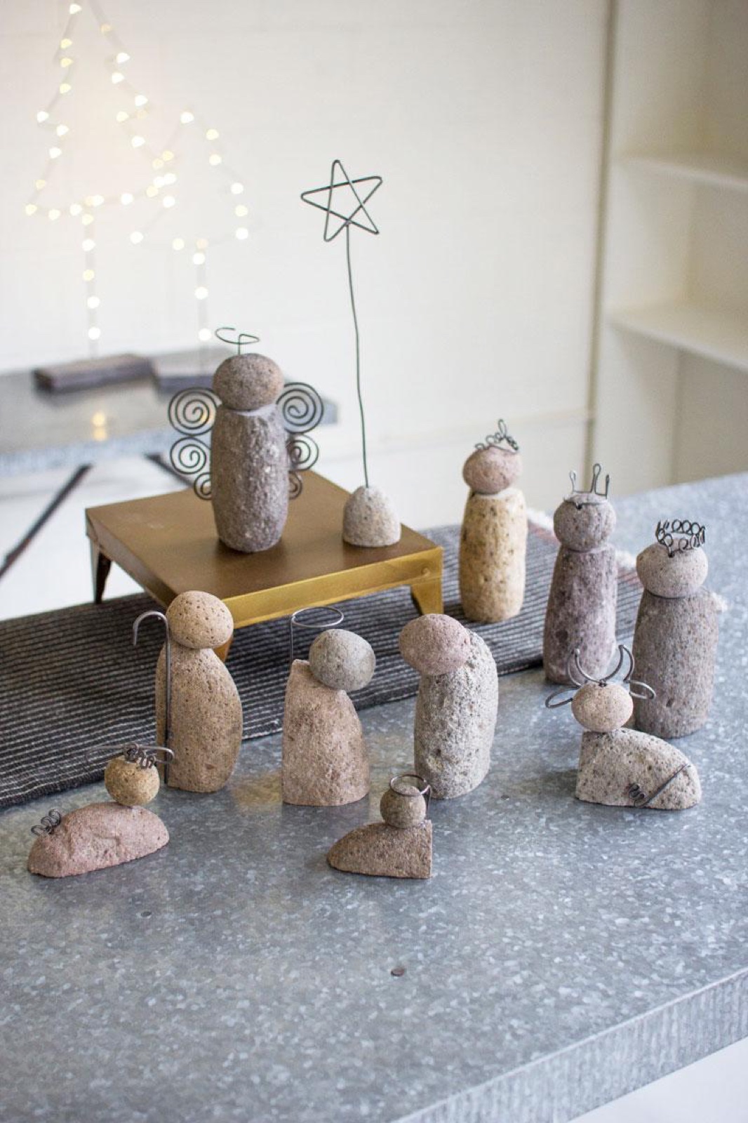 Set of Twelve River Rock Nativity Scene