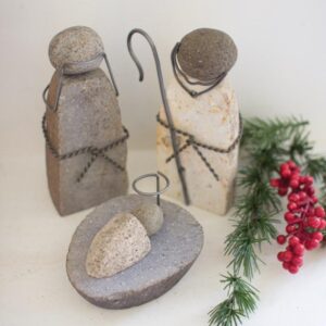 Set of Three River Rock Mary Joseph and Jesus (min 2)
