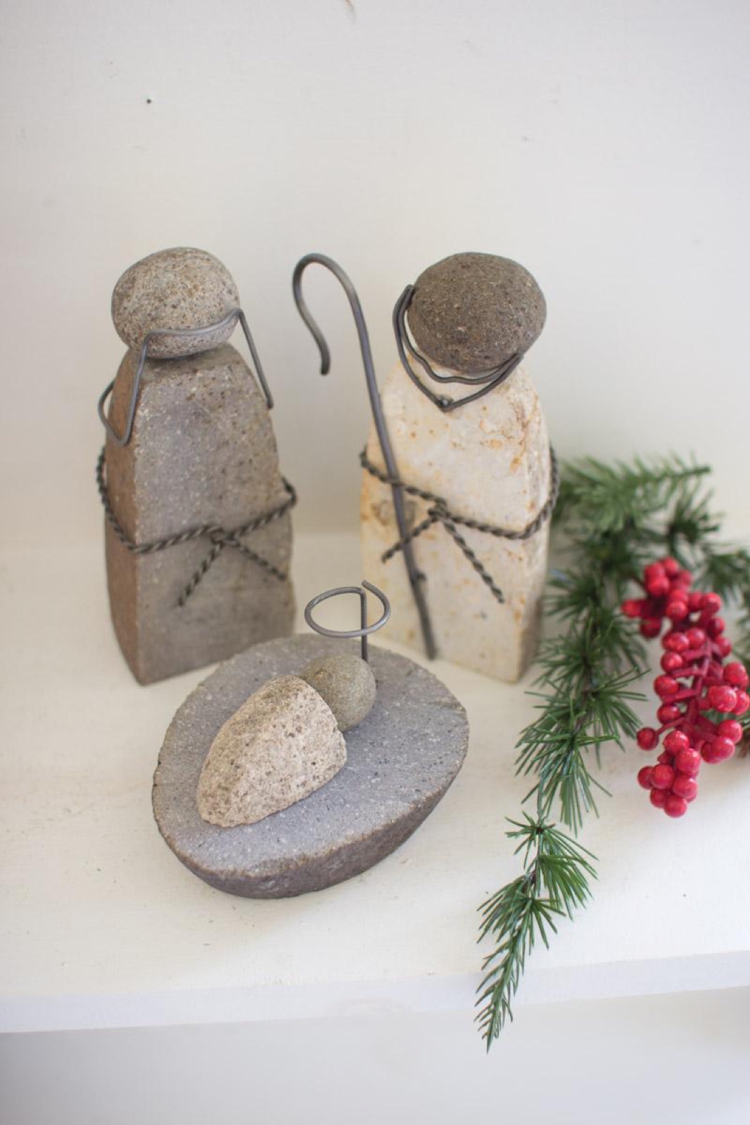 Set of Three River Rock Mary Joseph and Jesus (min 2)