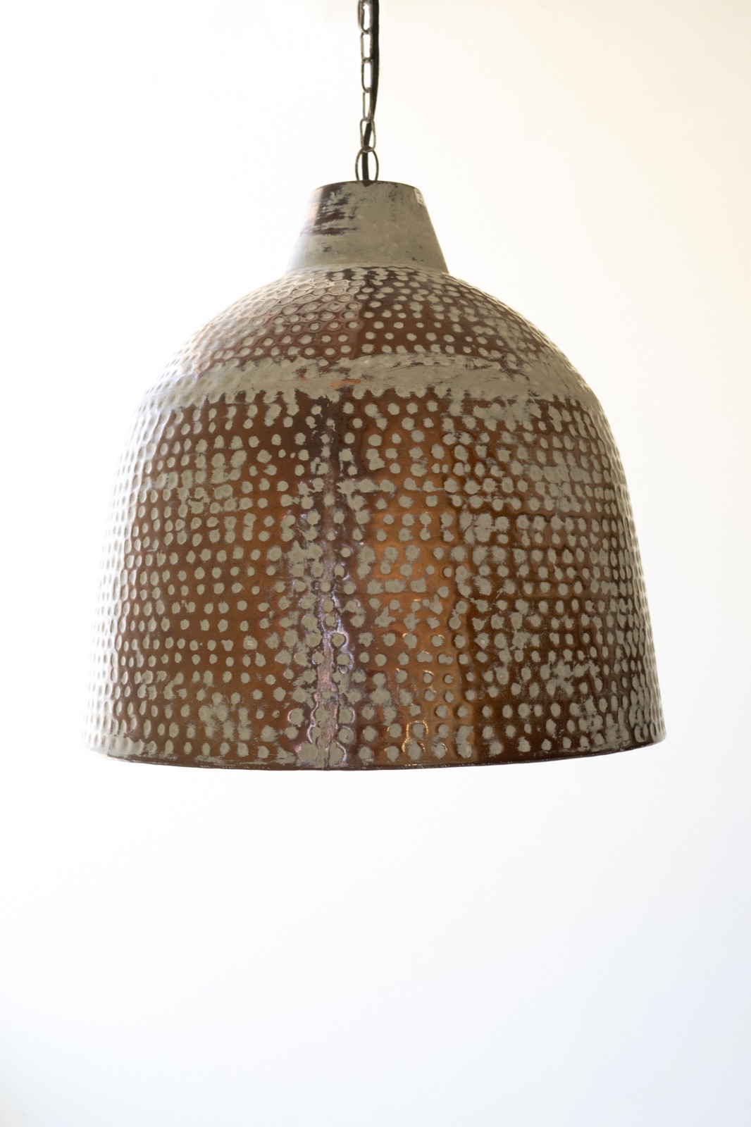 Whitewash Rustic Metal Hammered Pendant Light
