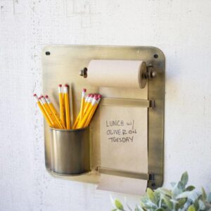 Antique Brass Hanging Note Roll and Pencil Cup (min 2)