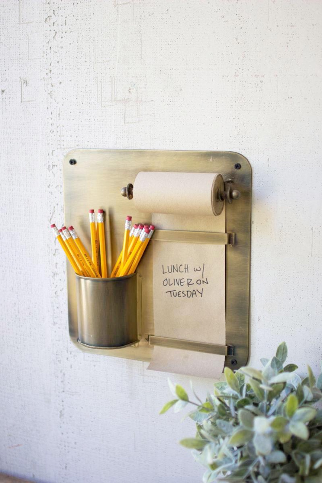 Antique Brass Hanging Note Roll and Pencil Cup (min 2)