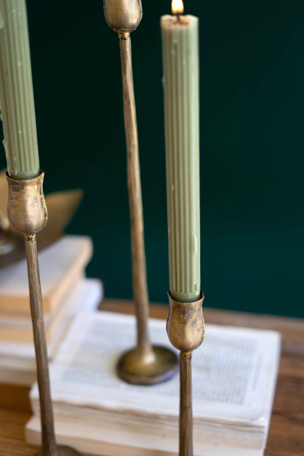 Set of Three Metal Taper Candle Holders - Antique Brass #1 (min 2)