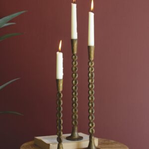 Set of Three Antique Brass Taper Candle Holder