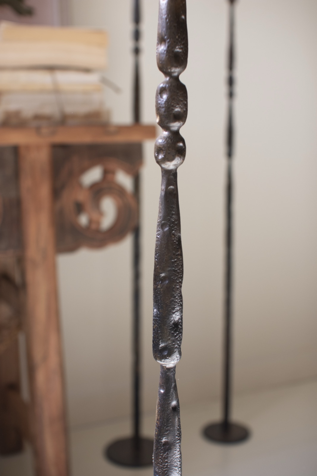 Set of 3 Tall Forged-iron Taper Candle Holders - Ant Brass