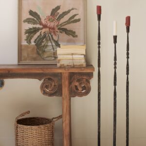 Set of 3 Tall Forged-iron Taper Candle Holders - Ant Brass