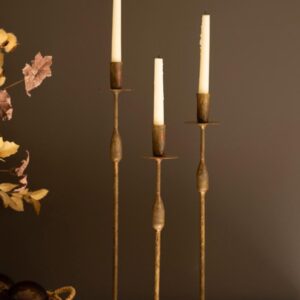 Set of Three Forged Iron Taper Candle Holders
