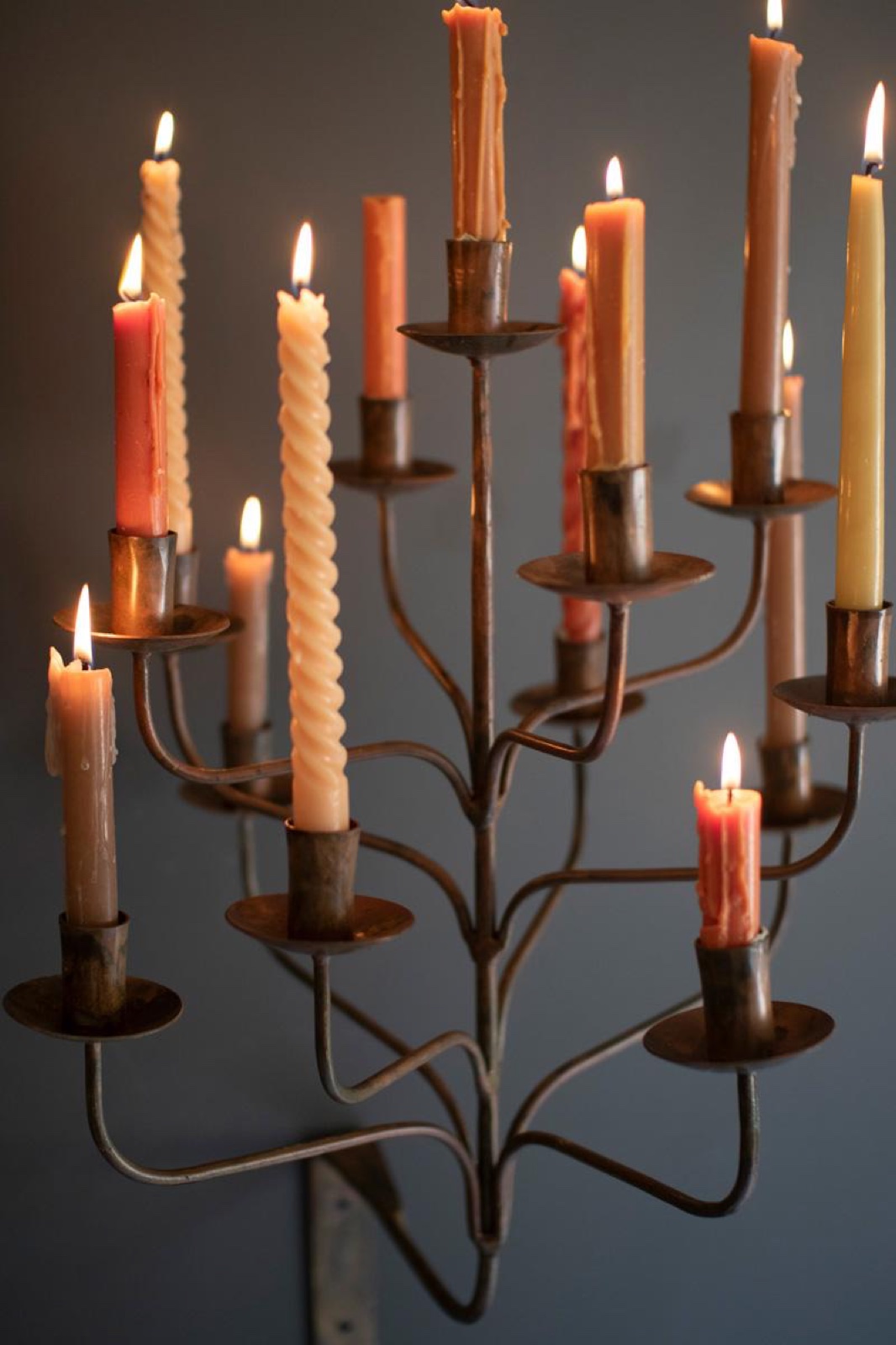 Iron Thirteen Taper Wall Candelabra
