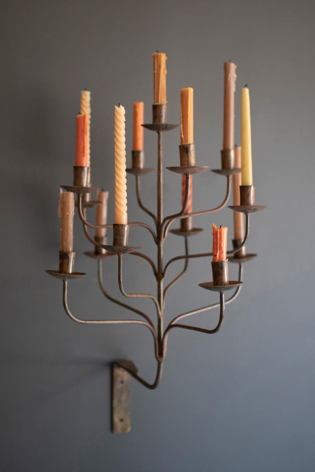 Iron Thirteen Taper Wall Candelabra