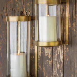 Glass & Brass Finish Wall Mounted Hurricane-small
