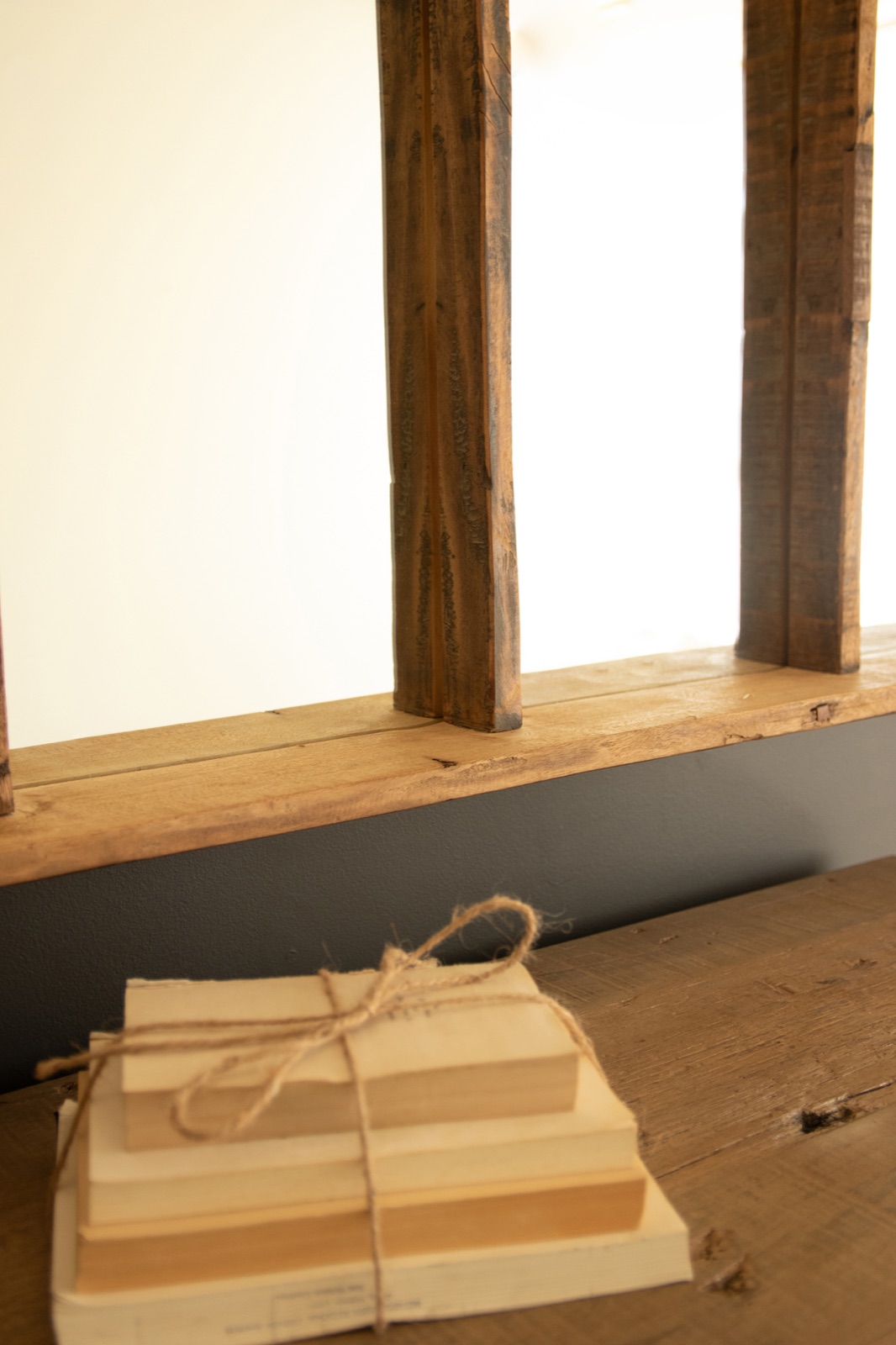 Four Panel Wood Framed Mirror