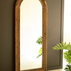Arched Top Recycled Wood Framed Floor Mirror