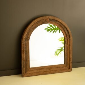 Arched Top Recycled Wood Framed Wall Mirror