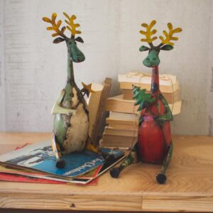Set of Two Recycled Sitting Iron Moose
