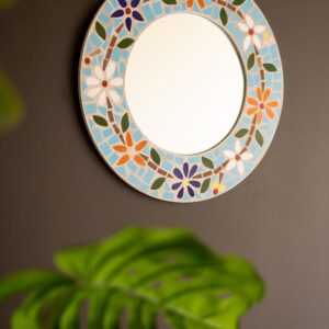 Round Mosaic Tile Framed Mirror