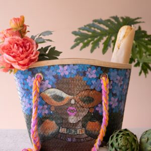 Hand-painted Seagrass Bag - Girl with Sunglasses
