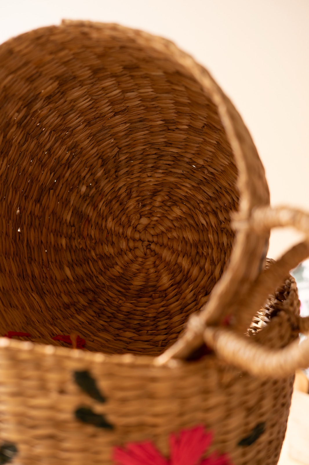 Set of Three Seagrass Baskets - Flowers
