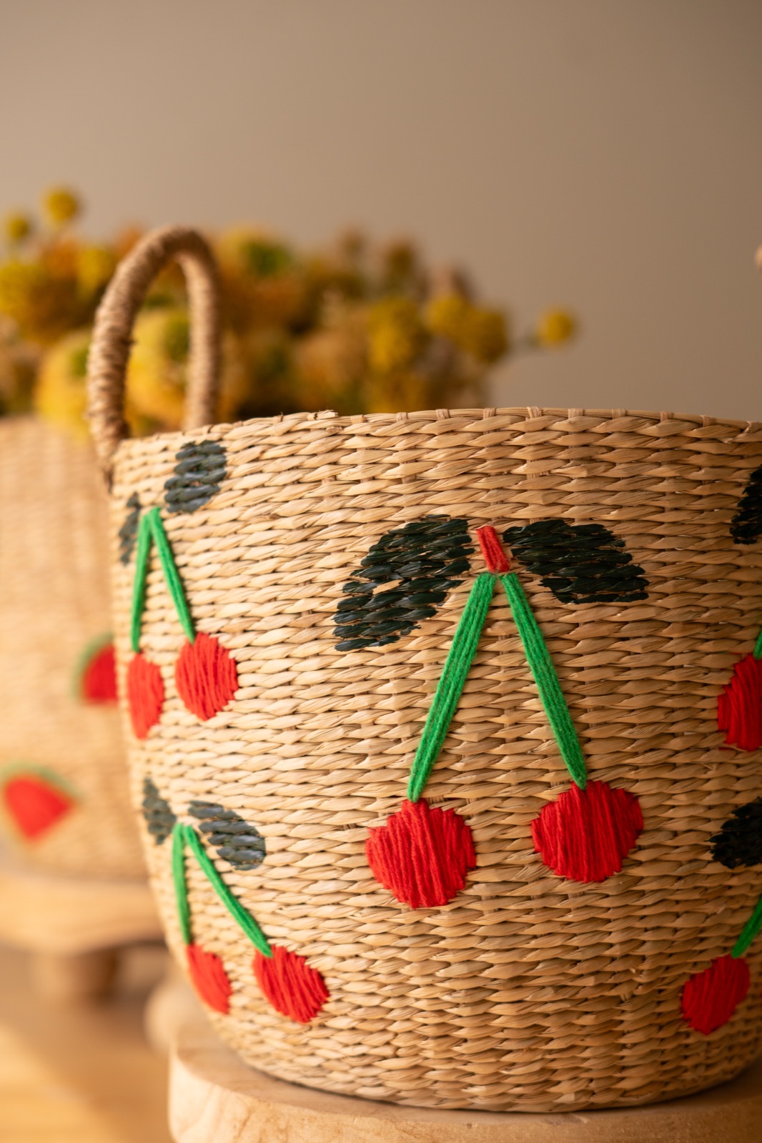 Set of Three Seagrass Baskets - Fruit