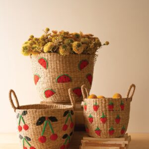 Set of Three Seagrass Baskets - Fruit
