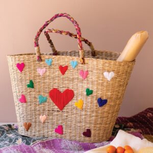 Seagrass Basket with Hearts