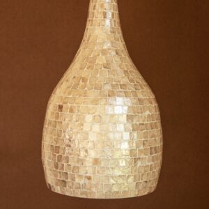 Spun Bamboo Pendant Light with Capiz Shell Detail #1