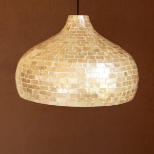 Spun Bamboo Pendant Light with Capiz Shell Detail #2