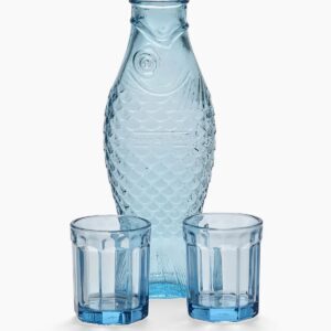 Serax Fish & Fish | Set Carafe with 2 Glasses M Blue