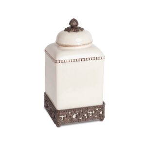 Acanthus Stoneware Square Canister, 13.5"