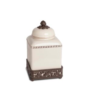 Acanthus Stoneware Square Canister, 12"