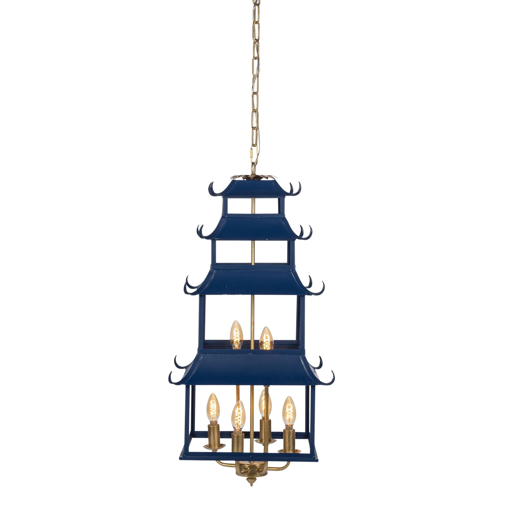 Peace Pagoda Chandelier, Navy - view 3