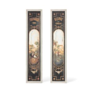 French Butter & Cheese Signs on Wood, Set of 2