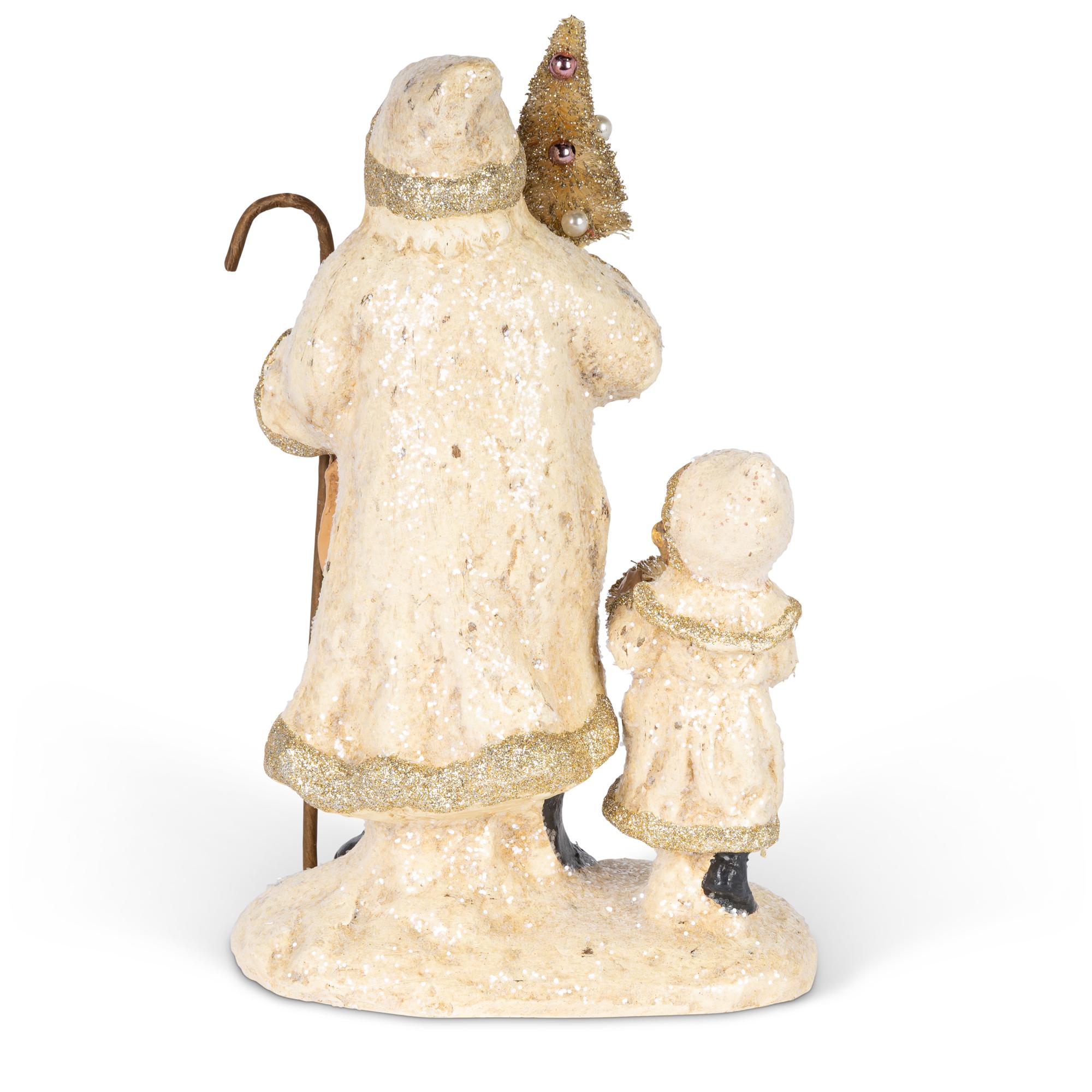 Paper Mache Santa with Tree and Child, 11"H - view 3