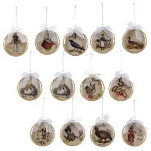 4.25" 12 Days of Christmas Glass Ornament, Set of 12